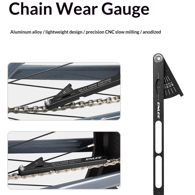 ENLEE E22158 EN-3.0 Bicycle Chain Wear Indicator Tool Precision Measuring Ruler for Mountain Road Bike Maintenance