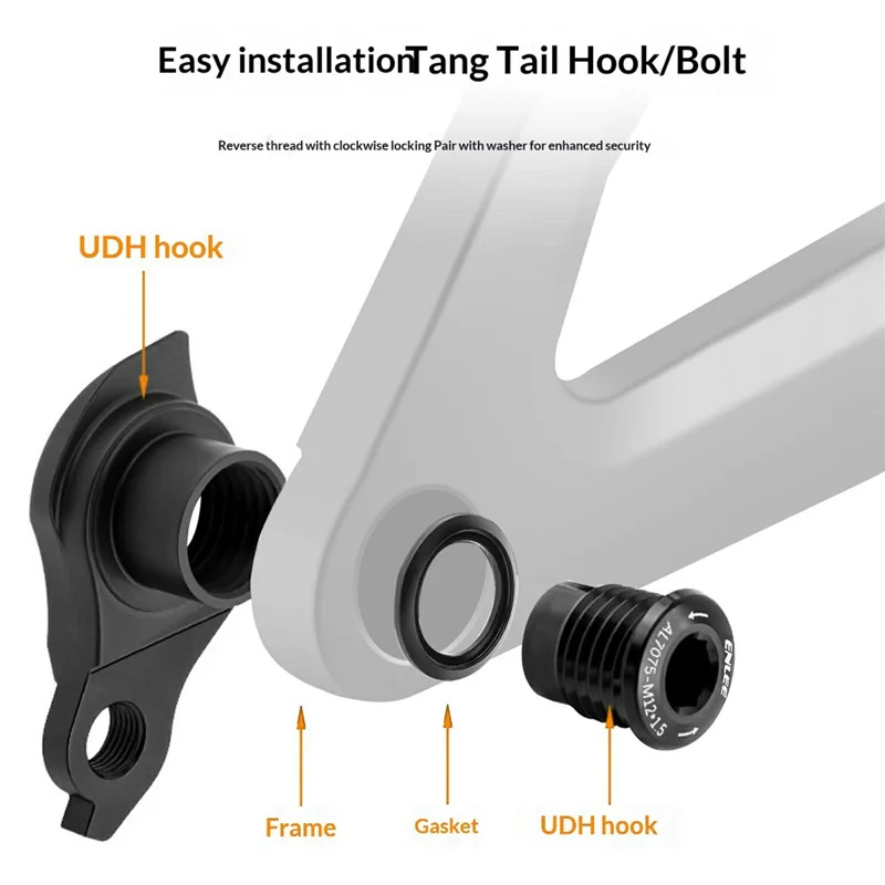 ENLEE EL-CNC3 UDH Thru Axle Rear Derailleur Hanger for MTB / Gravel Bikes, Anodized Aluminum Alloy - Black