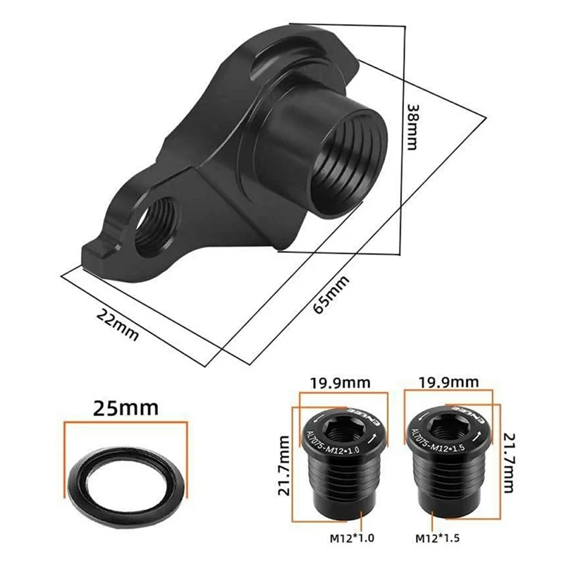 ENLEE EL-CNC3 UDH Thru Axle Rear Derailleur Hanger for MTB / Gravel Bikes, Anodized Aluminum Alloy - Black
