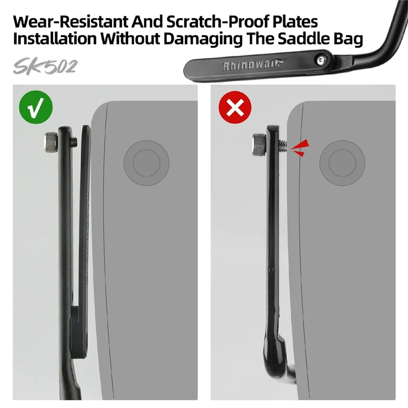 RHINOWALK SK502B Bicycle Saddle Bag Stabilizer with Anti-Scratch Plate  /  Water Bottle Cage Mount Holes for Seat Bags Support Adapter