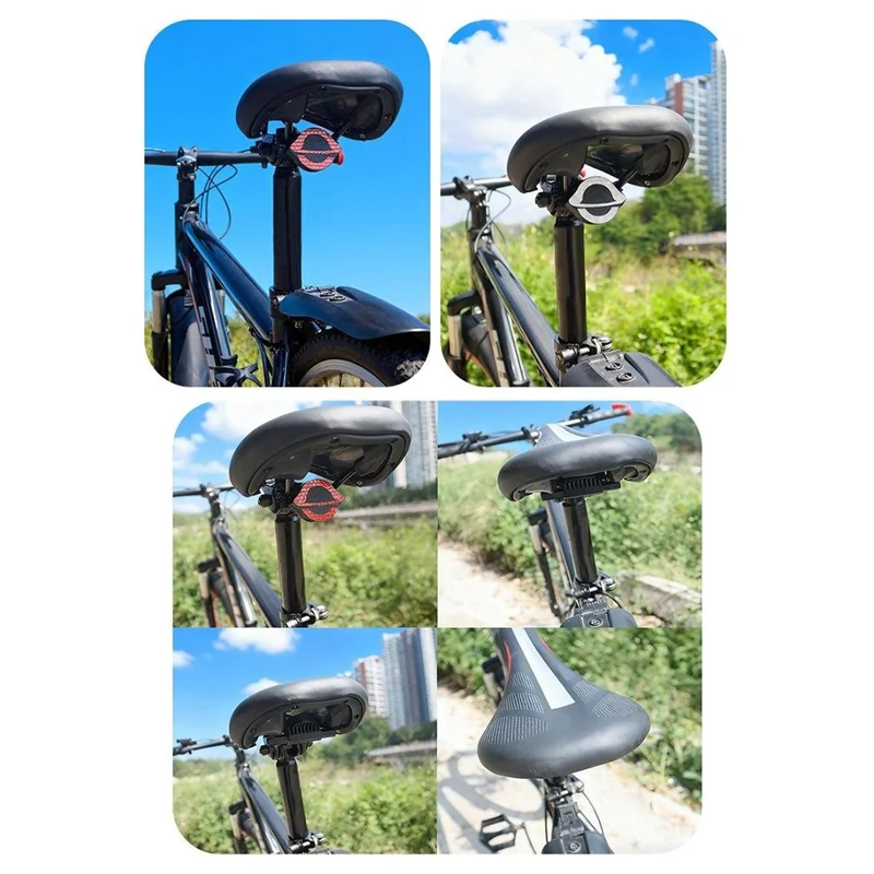 915256 Hidden Holder Case for Apple AirTag Bike Seat Reflective Tail Light Waterproof Anti-theft Tracker Mount - Red