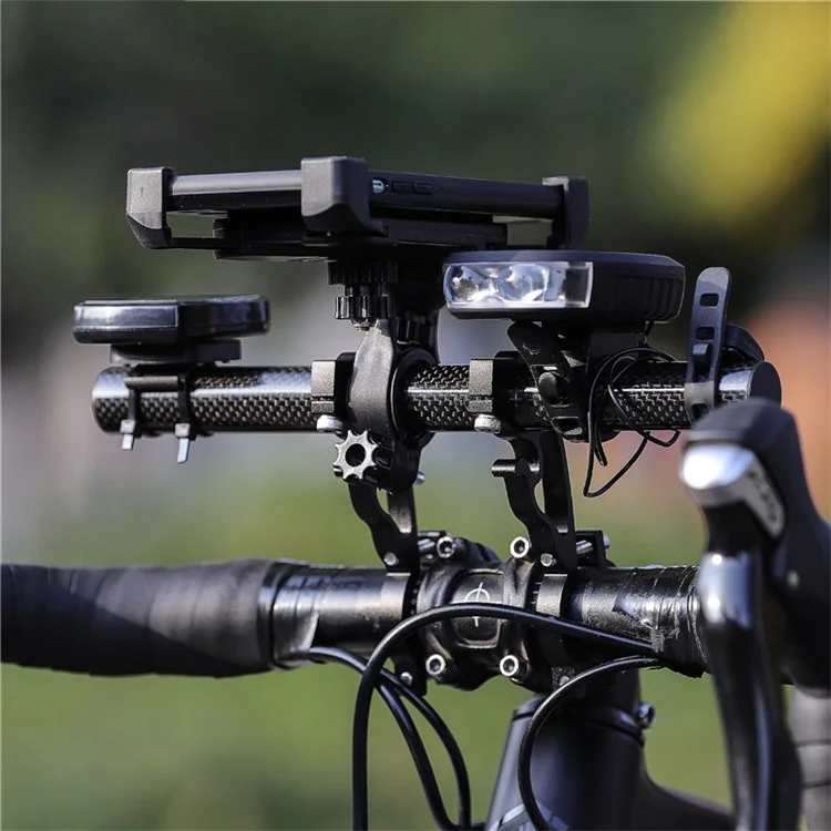 WEST BIKING Manubrio in Fibra di Carbonio per Bicicletta Estensore Doppio Morsetto Staffa per Luce Bici GPS Computer