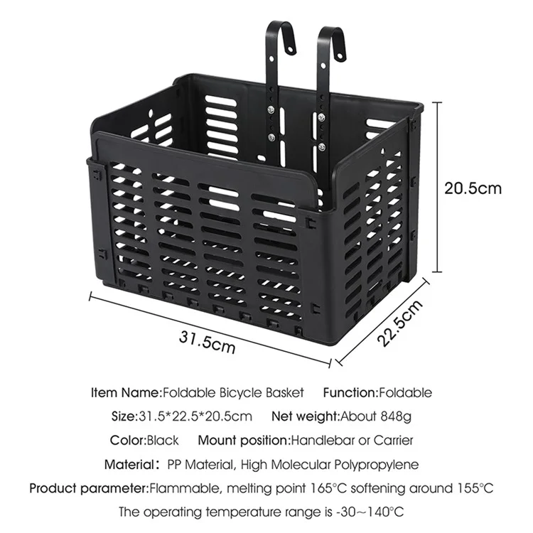 WEST BIKING YP0712031 Bicycle Basket Bike Handlebar Foldable Pannier Cycling Carrying Pouch Carrier Holder