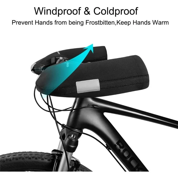 ROCKBROS D16-B 1 Par de Guantes de Manillar de Bicicleta de Montaña MTB, Resistentes al Viento y al Frío, Protección de Manos para Bicicleta de Invierno