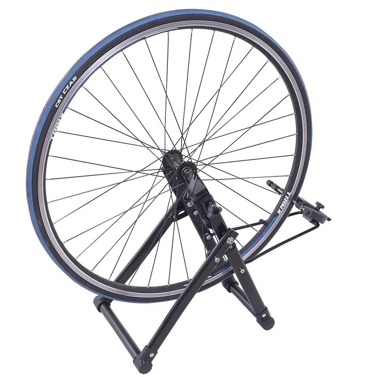 Bicycle Wheel Trimming Frame Foldable Mountain Bike Wheel Correction Table Repairing Tool - Black