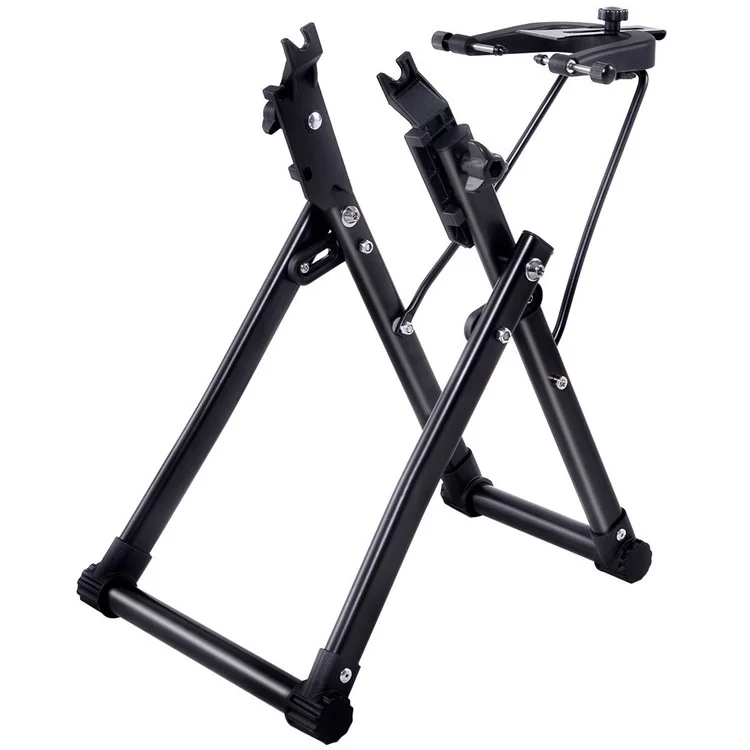 Bicycle Wheel Trimming Frame Foldable Mountain Bike Wheel Correction Table Repairing Tool - Black