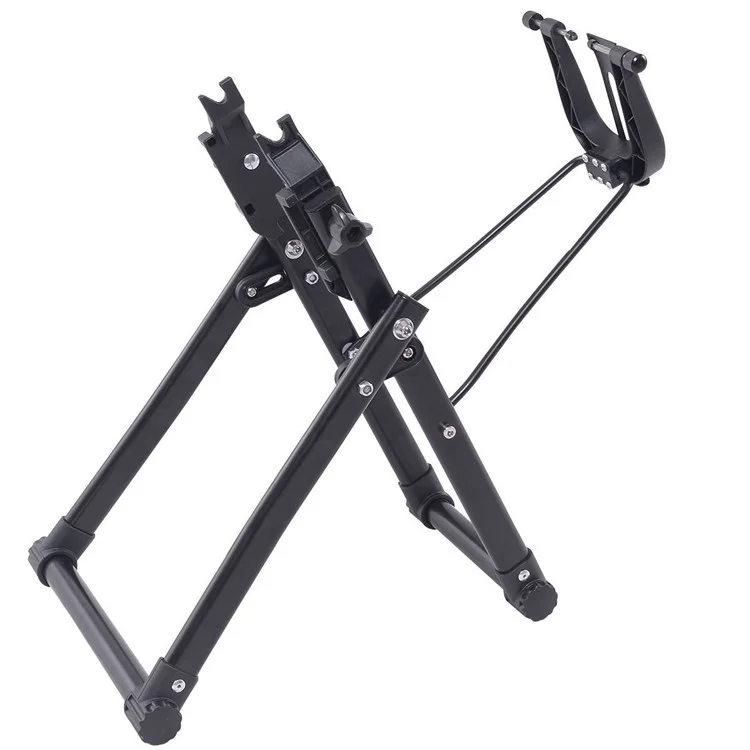 Bicycle Wheel Trimming Frame Foldable Mountain Bike Wheel Correction Table Repairing Tool - Black