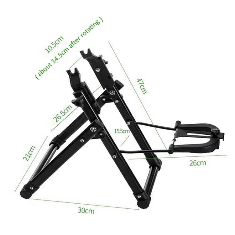 Bicycle Wheel Trimming Frame Foldable Mountain Bike Wheel Correction Table Repairing Tool - Black