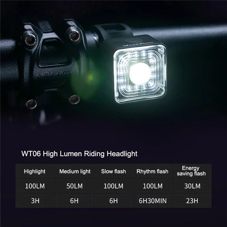 WIND&MOON WT06 Bike Cycling Headlight Waterproof USB Rechargeable Bicycle Front Light Safety Warning Lamp