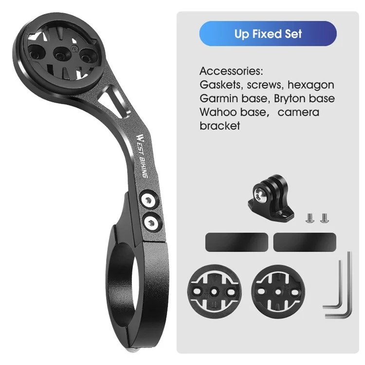 WEST BIKING YP0719308 Bicycle Computer Mount Holder Aluminum Alloy Bike Handlebar Computer Bracket for Garmin / Bryton / Wahoo - Up Fixed
