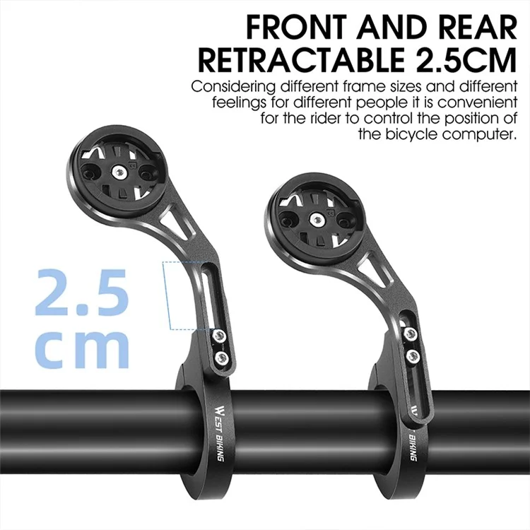 WEST BIKING YP0719308 Bicycle Computer Mount Holder Aluminum Alloy Bike Handlebar Computer Bracket for Garmin / Bryton / Wahoo - Up Fixed
