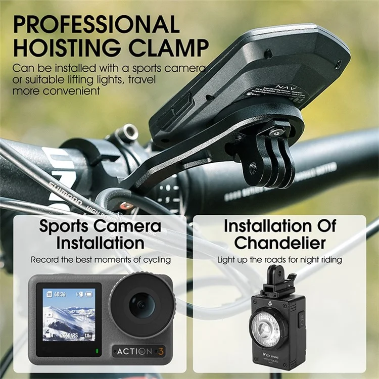 WEST BIKING YP0719308 Bicycle Computer Mount Holder Aluminum Alloy Bike Handlebar Computer Bracket for Garmin / Bryton / Wahoo - Up Fixed