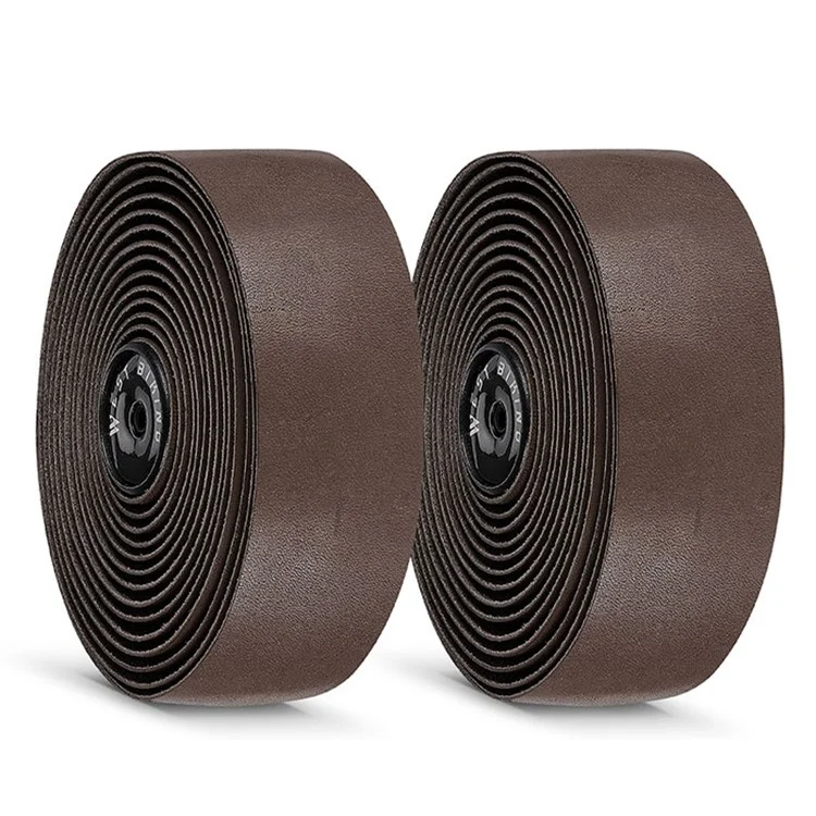 WEST BIKING YP0804072 1 Pair Bicycle Handlebar Wrap Tapes Cycling Bike Handlebar Cowhide Leather Straps - Coffee