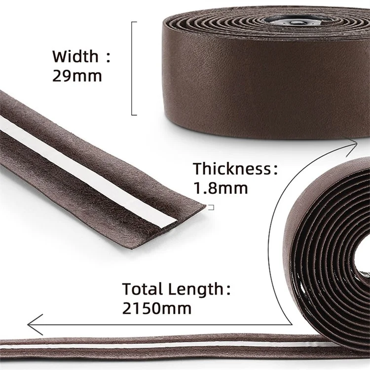 WEST BIKING YP0804072 1 Pair Bicycle Handlebar Wrap Tapes Cycling Bike Handlebar Cowhide Leather Straps - Coffee