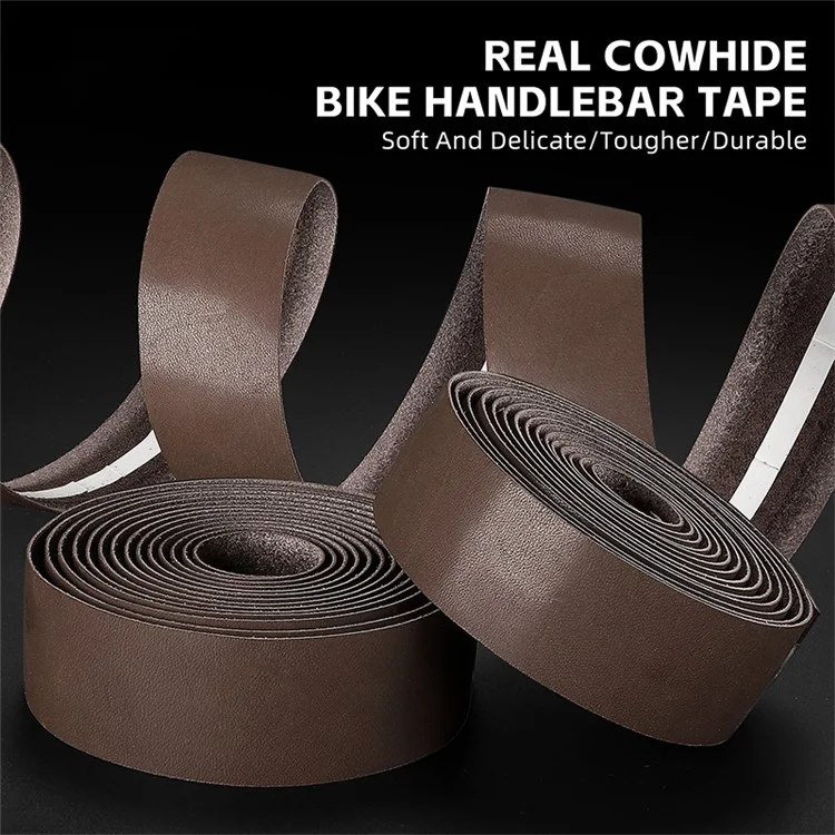 WEST BIKING YP0804072 1 Pair Bicycle Handlebar Wrap Tapes Cycling Bike Handlebar Cowhide Leather Straps - Coffee