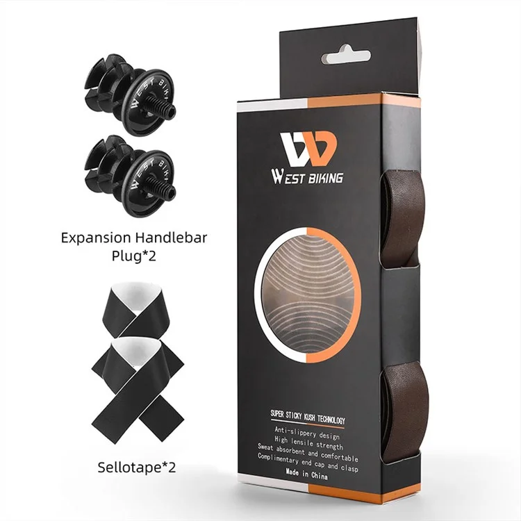 WEST BIKING YP0804072 1 Pair Bicycle Handlebar Wrap Tapes Cycling Bike Handlebar Cowhide Leather Straps - Coffee