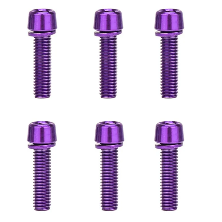 ZTTO GLJM518 6Pcs Bicycle Stem Screw Set M5 x 18mm Stainless Steel Bike Stem Bolts MTB Handlebar Stem Screws - Purple