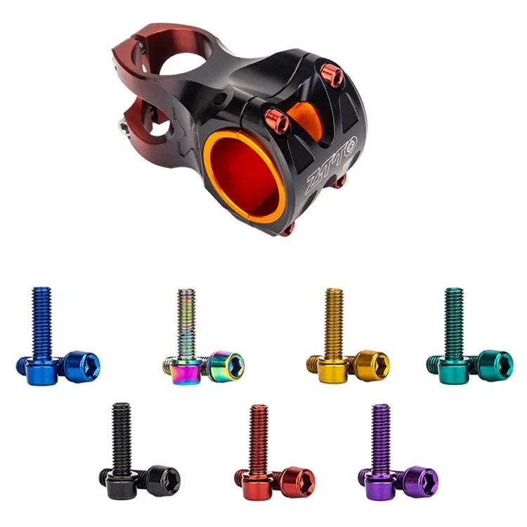 ZTTO GLJM518 6Pcs Bicycle Stem Screw Set M5 x 18mm Stainless Steel Bike Stem Bolts MTB Handlebar Stem Screws - Purple