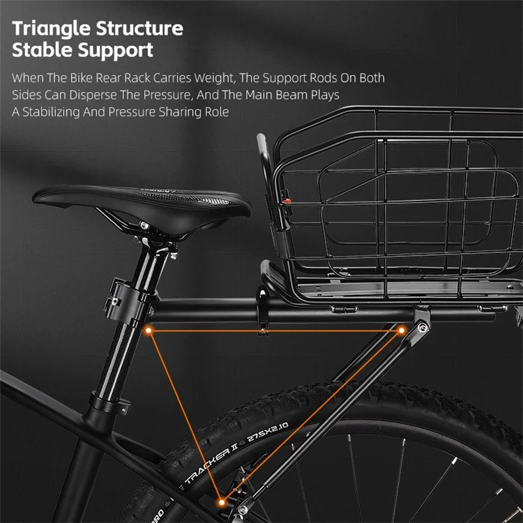 WEST BIKING YP0712036 20L Bicycle Rear Basket Aluminum Alloy Mountain Bike Back Storage Rack