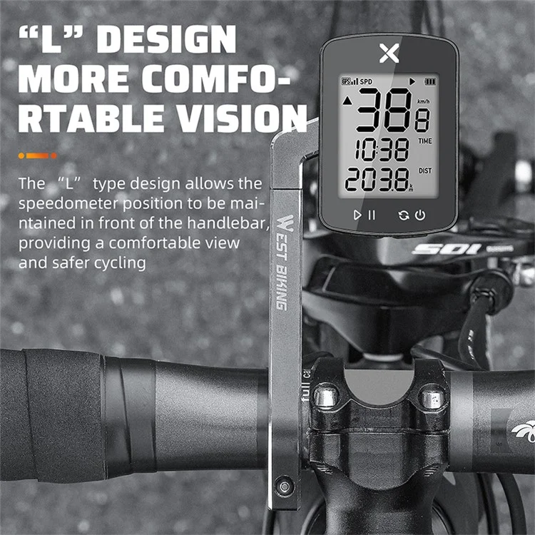 WEST BIKING YP0719358 Велосипедный компьютерный кронштейн Держатель Алюминиевый сплав Велосипедный руль Кронштейн для компьютера - Черный