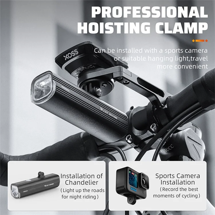 WEST BIKING YP0719358 Велосипедный компьютерный кронштейн Держатель Алюминиевый сплав Велосипедный руль Кронштейн для компьютера - Черный