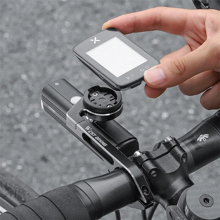 WEST BIKING YP0719358 Велосипедный компьютерный кронштейн Держатель Алюминиевый сплав Велосипедный руль Кронштейн для компьютера - Черный