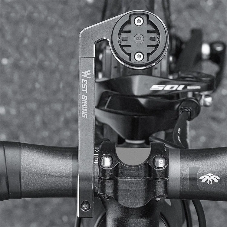 WEST BIKING YP0719358 Велосипедный компьютерный кронштейн Держатель Алюминиевый сплав Велосипедный руль Кронштейн для компьютера - Черный