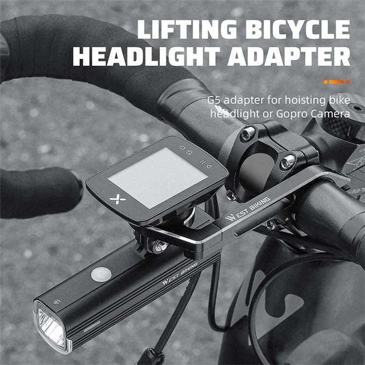 WEST BIKING YP0719358 Велосипедный компьютерный кронштейн Держатель Алюминиевый сплав Велосипедный руль Кронштейн для компьютера - Черный