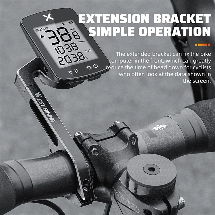 WEST BIKING YP0719358 Велосипедный компьютерный кронштейн Держатель Алюминиевый сплав Велосипедный руль Кронштейн для компьютера - Черный
