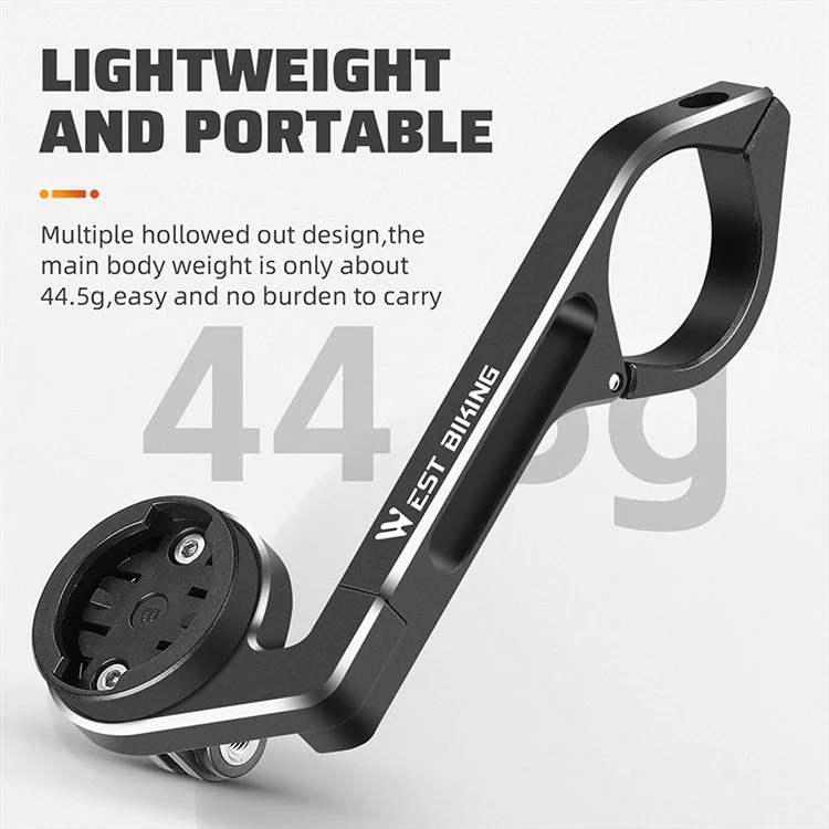 WEST BIKING YP0719358 Велосипедный компьютерный кронштейн Держатель Алюминиевый сплав Велосипедный руль Кронштейн для компьютера - Черный