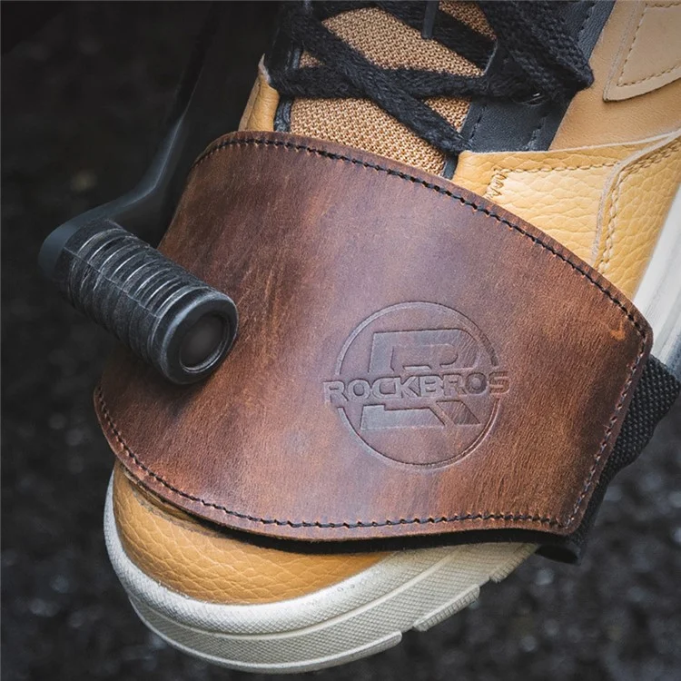 ROCKBROS MTB002 Motorcycle Shift Lever Shoe Cover Non-slip Leather Shoes Protection Gear Shift Pad - Bronze