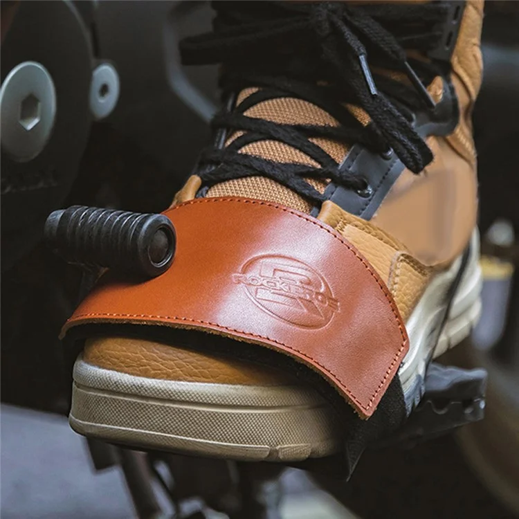 ROCKBROS MTB002 Motorcycle Shift Lever Shoe Cover Non-slip Leather Shoes Protection Gear Shift Pad - Brown