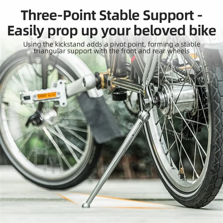 ROCKBROS JC-D1 Bike Kickstand 16'' Adjustable Rear Mount Aluminum Alloy Bike Parking Kickstand Holder Footrest - Titanium
