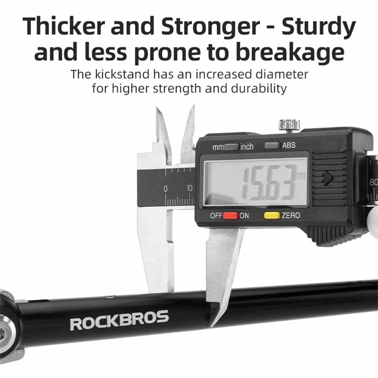 ROCKBROS JC-D1 Bike Kickstand 16'' Adjustable Rear Mount Aluminum Alloy Bike Parking Kickstand Holder Footrest - Titanium