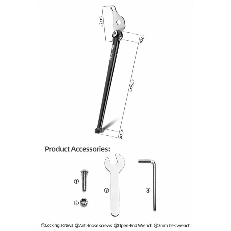 ROCKBROS JC-D1 Bike Kickstand 16'' Adjustable Rear Mount Aluminum Alloy Bike Parking Kickstand Holder Footrest - Titanium