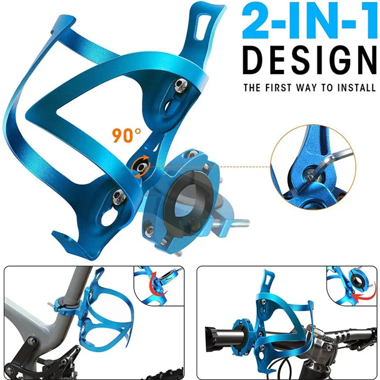 JUNSUNMAY BH001 Suporte de Garrafa de Água de Liga de Alumínio para Bicicleta MTB com Base Giratória - Azul