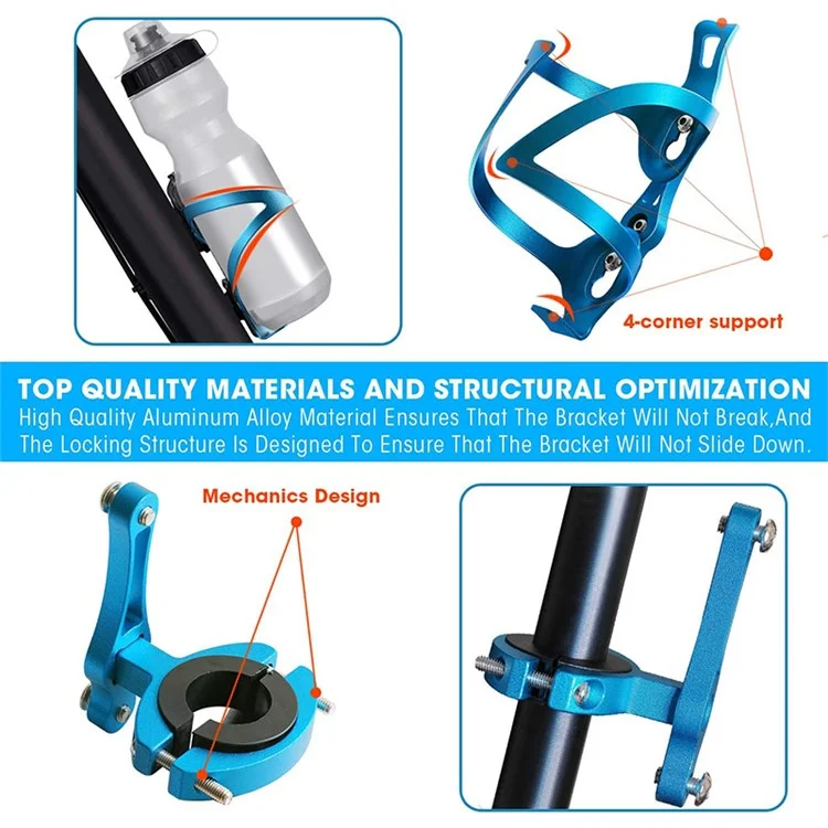 JUNSUNMAY BH001 Suporte de Garrafa de Água de Liga de Alumínio para Bicicleta MTB com Base Giratória - Azul