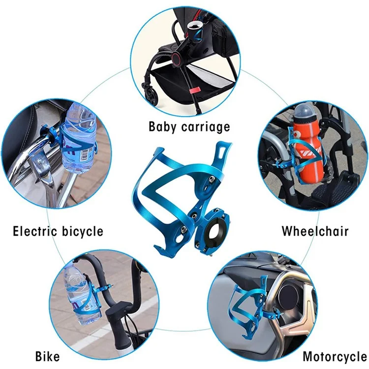 JUNSUNMAY BH001 Suporte de Garrafa de Água de Liga de Alumínio para Bicicleta MTB com Base Giratória - Azul