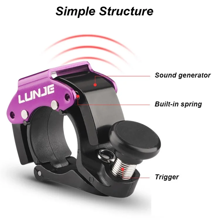 LUNJE LD01 Stainless Steel+Aluminum Alloy+PA Bike Bell C-shape Hidden Bicycle Warning Horn - Red