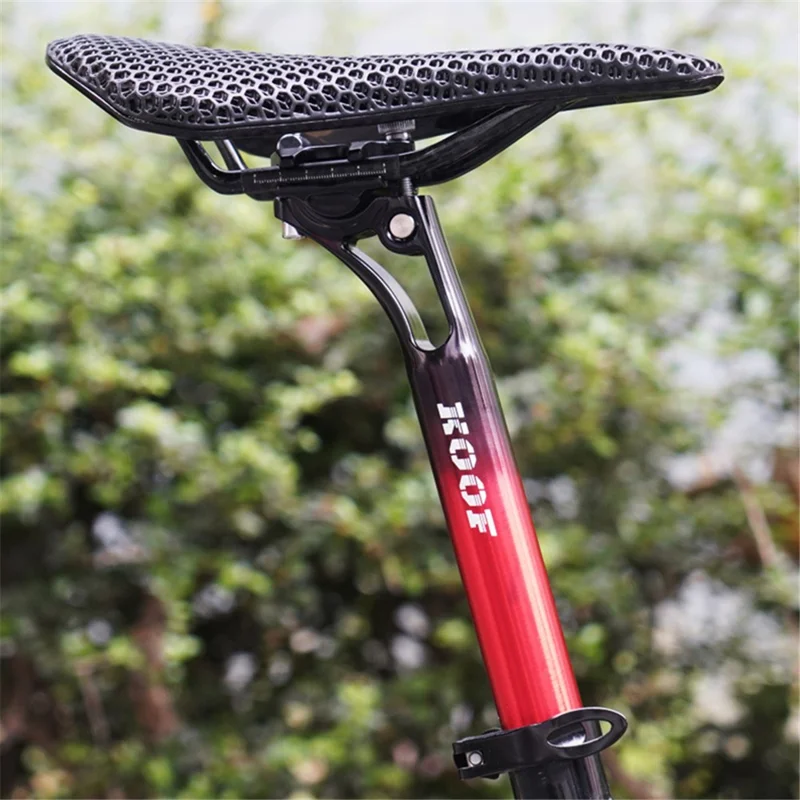 KOOF XT-P007 Ultra-Light Seatpost for Mountain Bike, Bicycle, Aluminum Alloy Seatpost Shock Absorber Setback Bike Seat Post - Black Red / 30.9*400mm