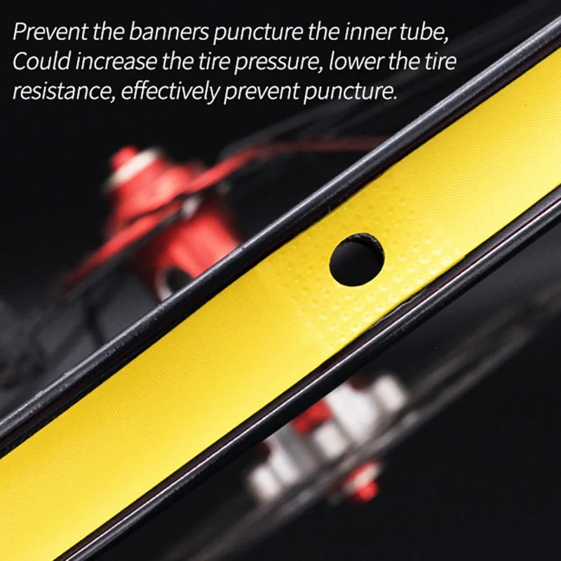 ZH429 PVC Puncture-Proof Strip Bicycle Tire Liner / Pad, 2-Pack - Yellow / 26