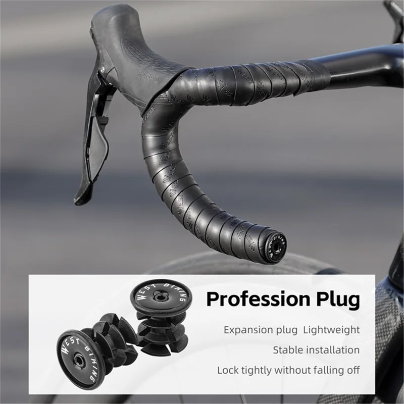 WEST BIKING YP0804075 2Pcs PU Leather+EVA Handlebar Tape Road Bike Handle Wrap - Grass Green
