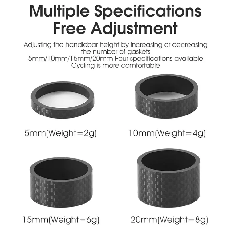 WEST BIKING 5mm Bicycle Stem Spacer  Carbon Fiber Gasket MTB Bike Front Fork Spare Parts