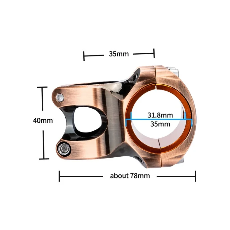 ZTTO GTSBL35 Stem de vélo à 0 degré Court Tige en Alliage d'Aluminium Vélo de Montagne - 31.8x35mm