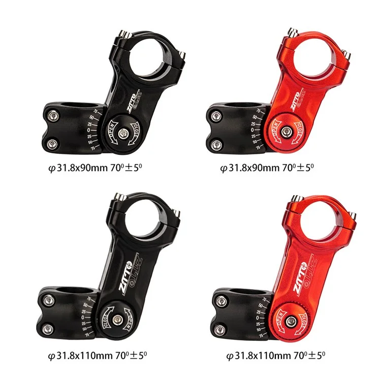 ZTTO CNCKTBL Angle Adjustable Bike Handlebar Stem CNC Aluminum Alloy MTB Bicycle Stem Riser - 31.8x110mm Black
