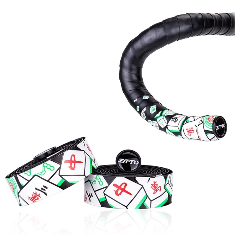 ZTTO CSBD 2Pcs Mahjong Pattern Bicycle Handlebar Anti-skid PU+EVA Tape Bike Handlebar Wrap Straps