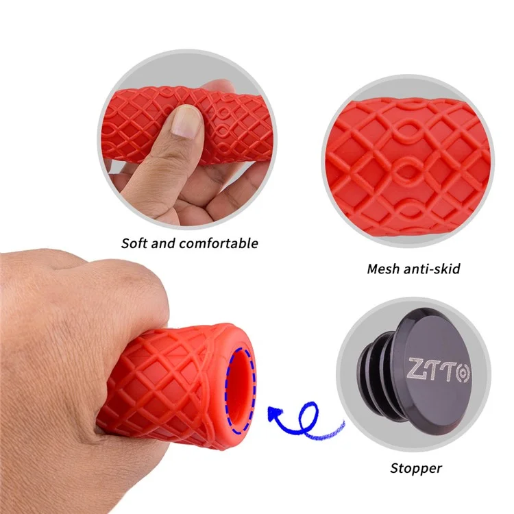 ZTTO AG111 Mountain Bike Hand Grips Shock-absorbing Silicone Handlebar Grips - Black