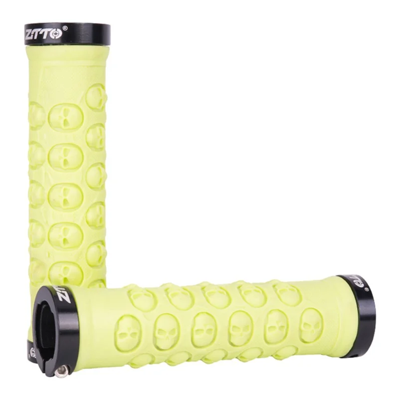 ZTTO AG23 Skull Pattern Bicycle Part MTB Handlebar Grips Anti-slip TPR Rubber Grips - Light Green