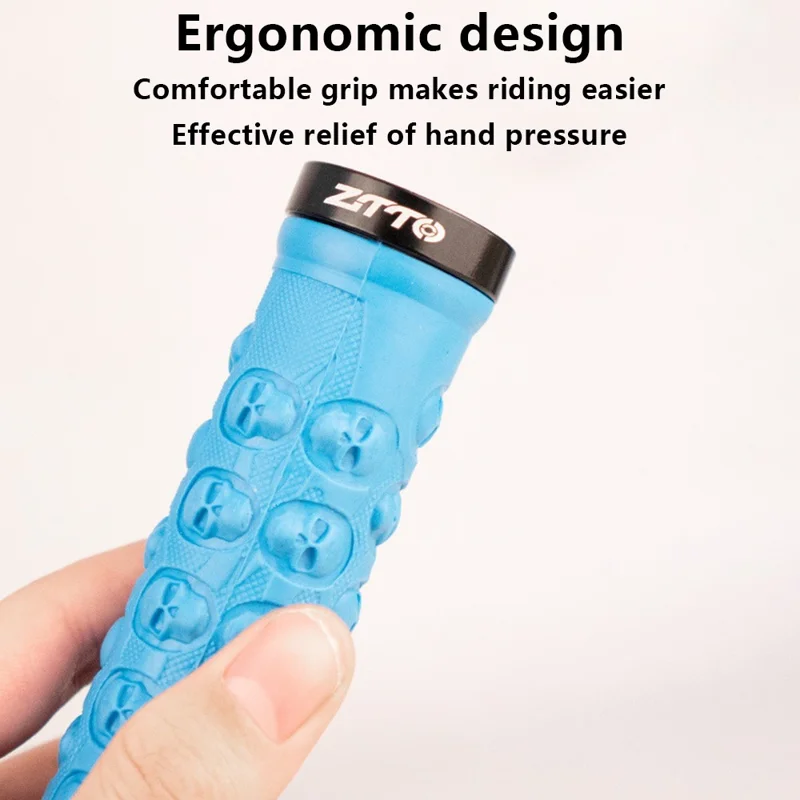 ZTTO AG23 Skull Pattern Bicycle Part MTB Handlebar Grips Anti-slip TPR Rubber Grips - Light Green