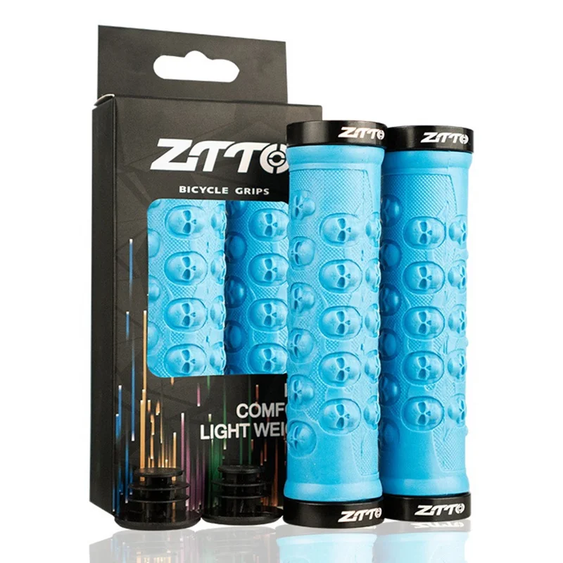 ZTTO AG23 Skull Pattern Bicycle Part MTB Handlebar Grips Anti-slip TPR Rubber Grips - Light Green
